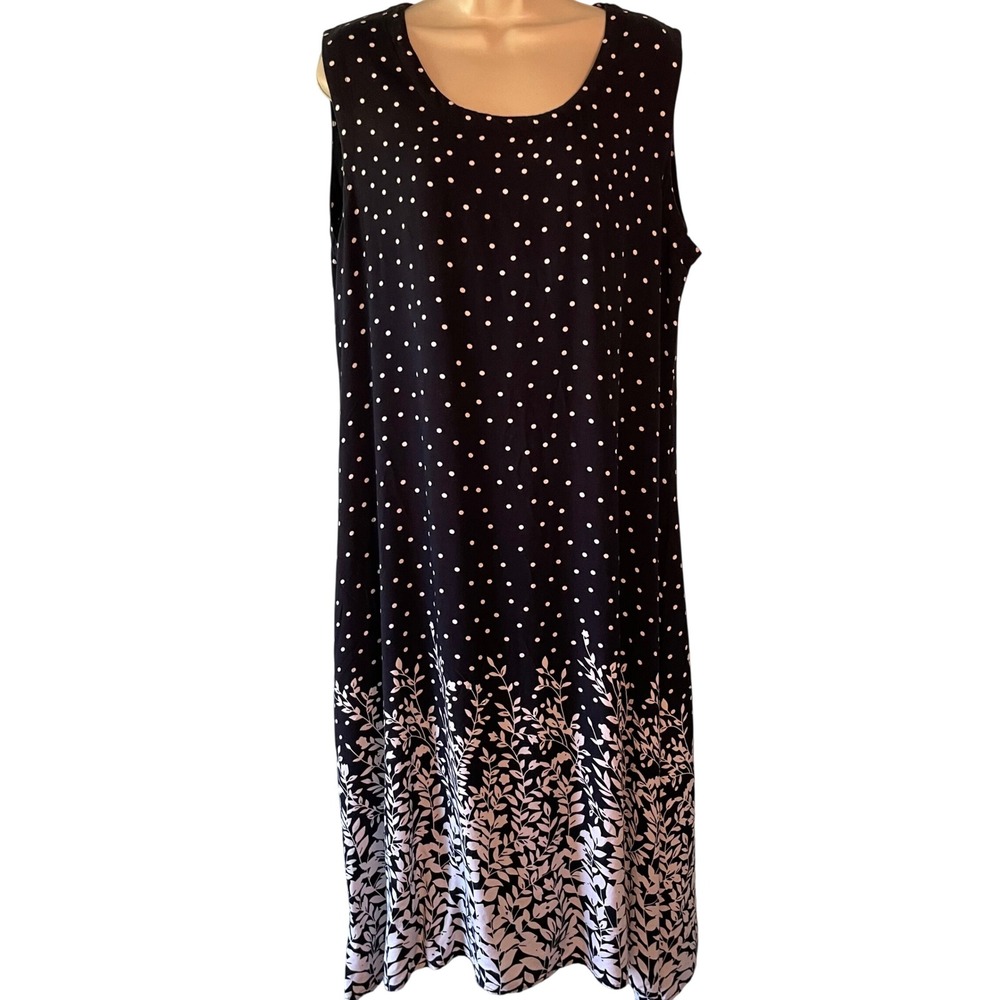 Exclusively For Signals Women's Midi Dress Size 1X Polka Dot‎ Floral Sleeveless